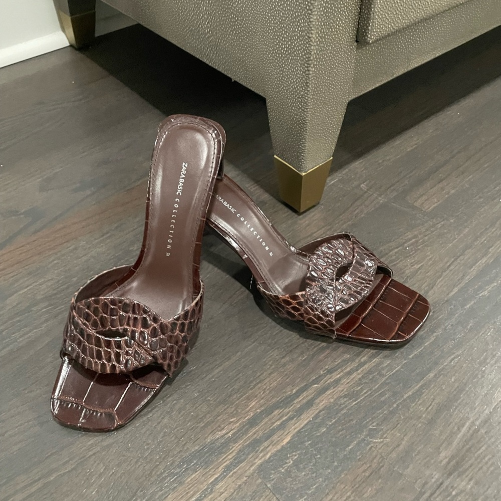 Zara brown low heel gently worn shoes